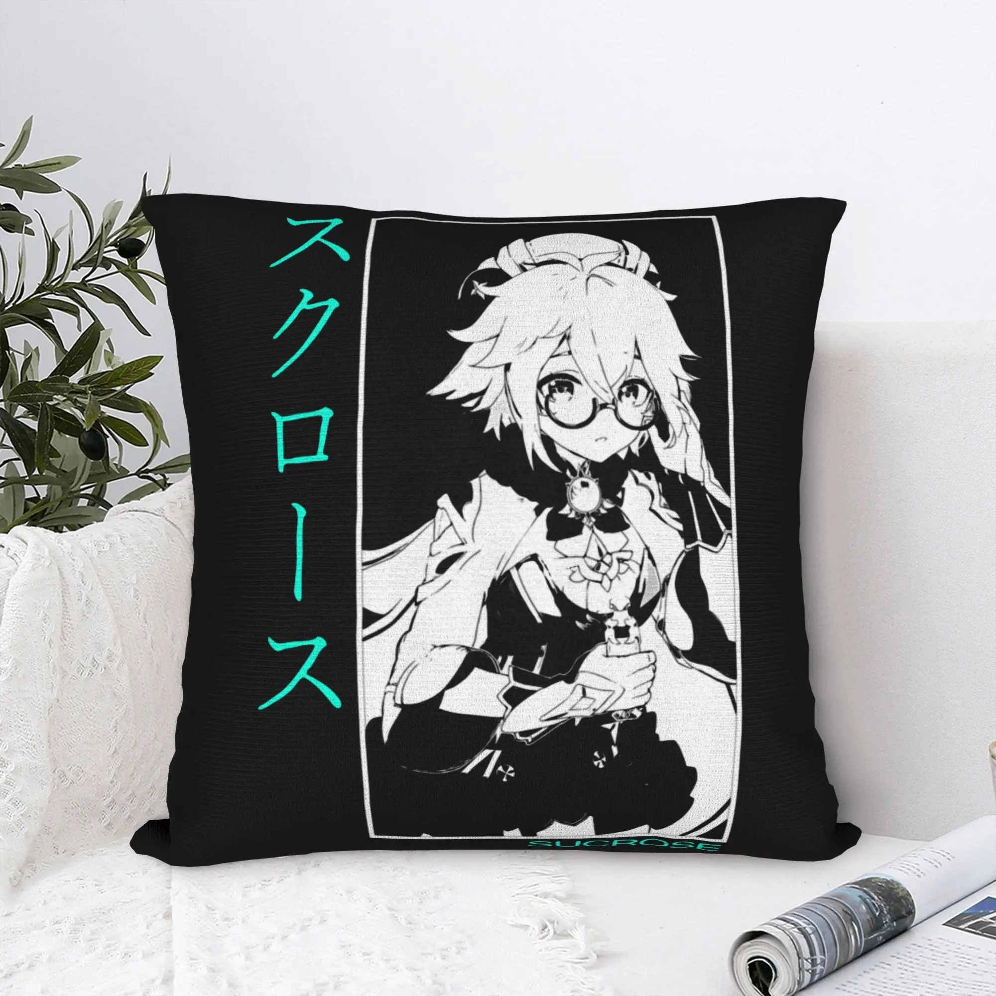 

Наволочка Sucrose Genshin Impact с принтом, тканевый чехол для подушки, декор, аниме, игра, наволочка, домашняя молния 45X45 см