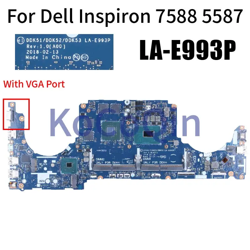 Imagem -05 - para Dell Inspiron 7588 7580 7577 7570 Notebook Mainboard La-e992p La-e993p La-e994p Laptop Motherboard Vga g5 5587 g7 La-e991p