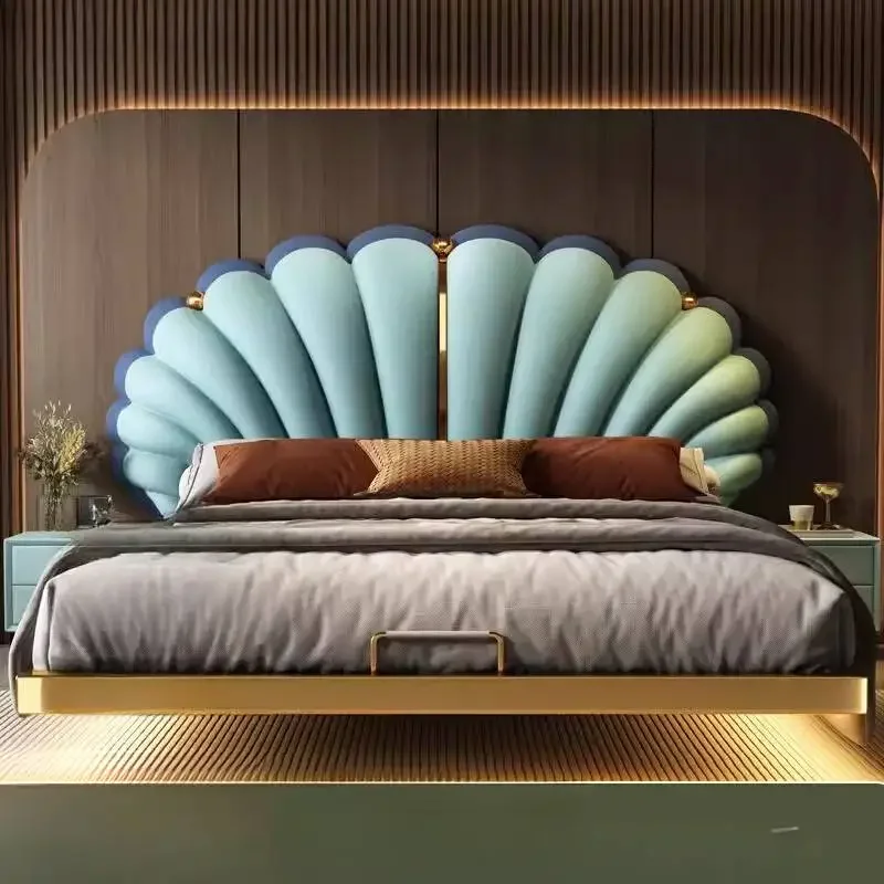 

Princess Bedroom Double Bed Waterproof Italian Luxury Frames Double Bed Platform Wooden Modern Camas De Dormitorio Furniture