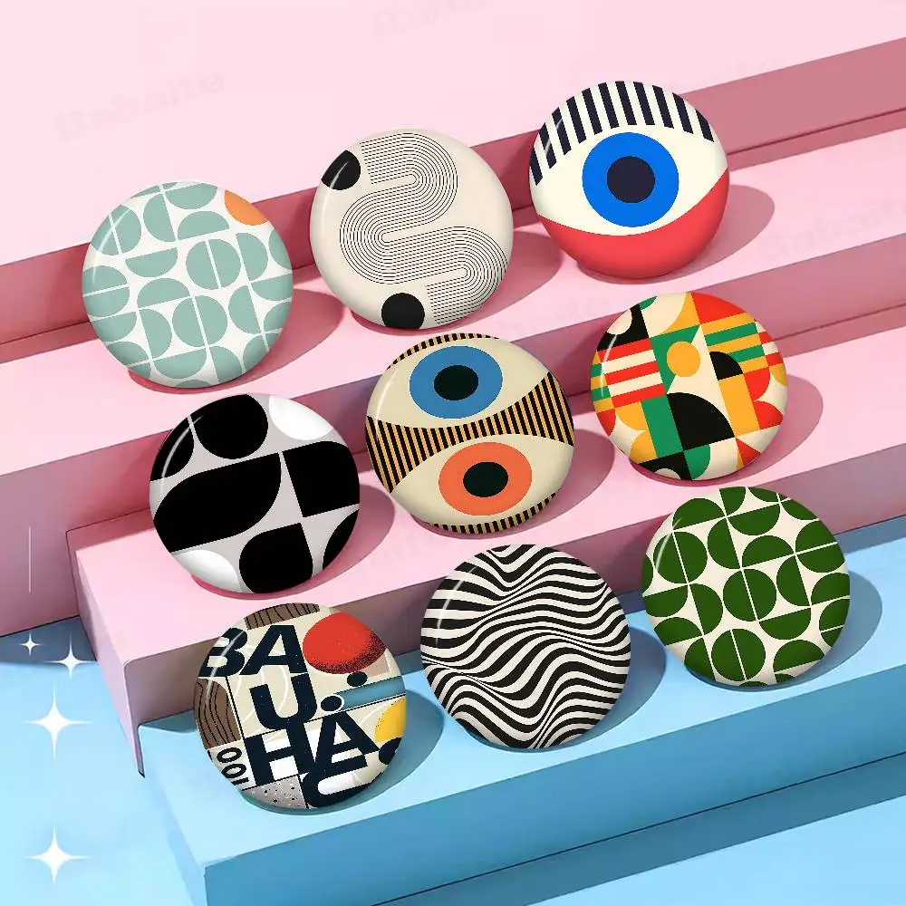 Bauhaus Modern Simplicity Geometric Tinplate Pin Button Custom Role Old-school Brooch Cartoon Collar Badge Jewelry Gift Fans