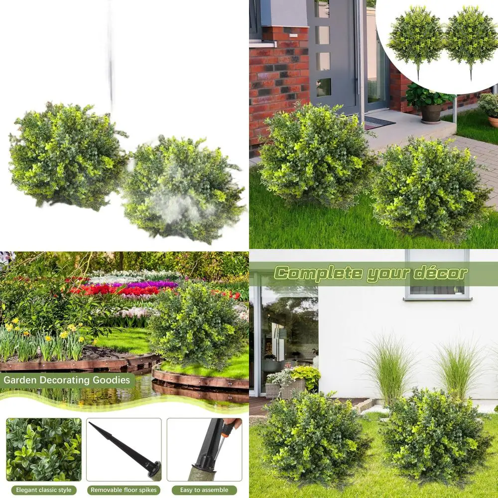 

Пара из 24 искусственных шаров-топиарей из самшита с креплением на грунт для декора на улице и в помещении