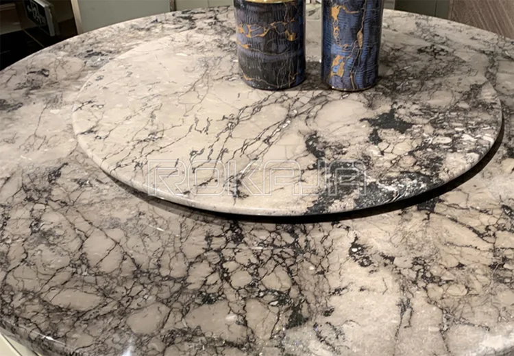 Luxury Patterned Marble Round Dining Table With Rotating Centre 6 8 Seater Dining Tables Set With Turntable Home Furniture