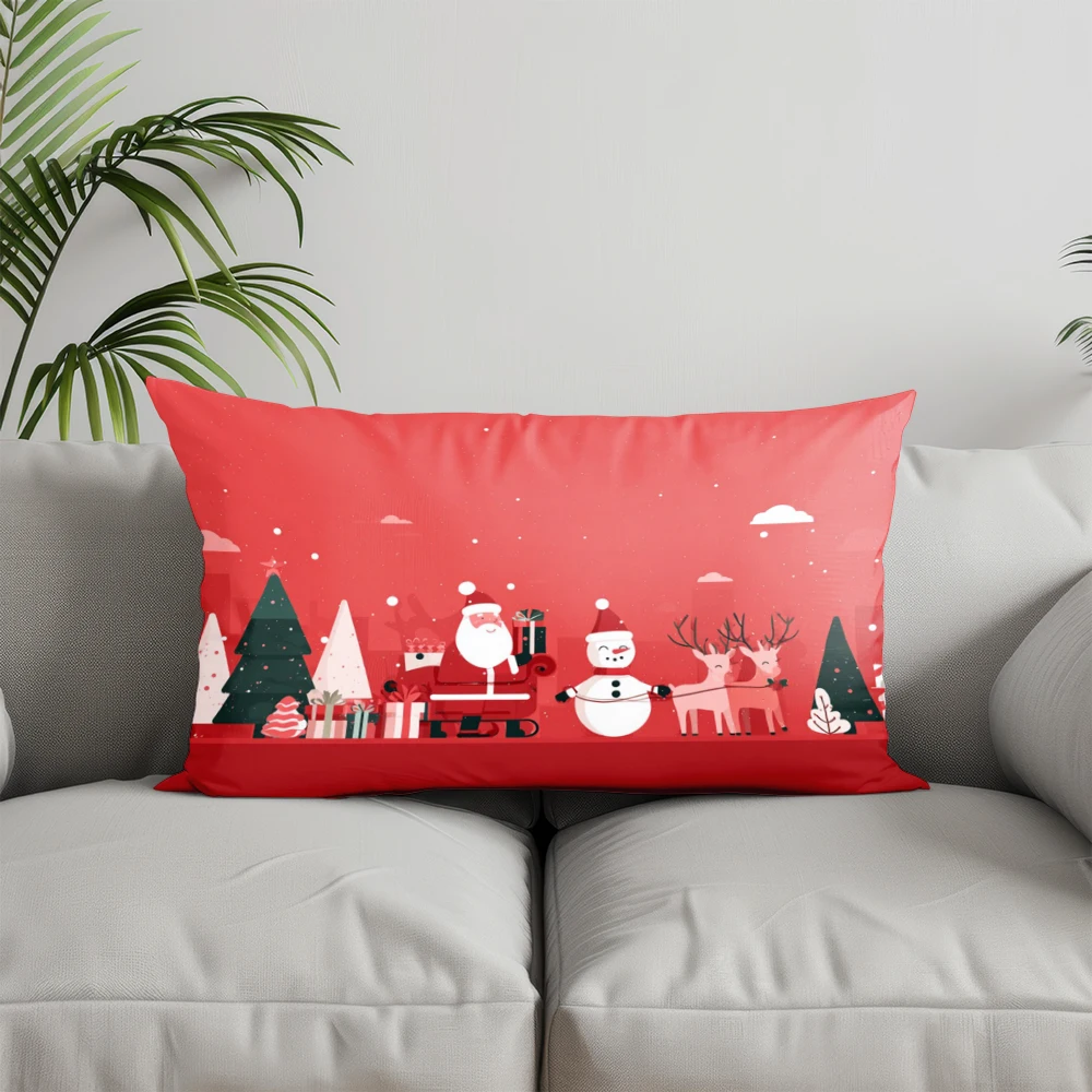 ديكور المنزل عيد ميلاد سعيد سانتا غطاء وسادة مناسبة ل أريكة غرفة نوم سيارة وسادة غطاء وسادة مستطيلة الظهر وسادة