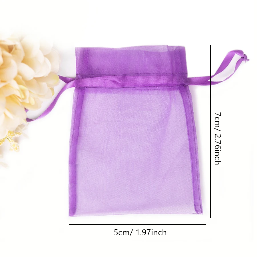 100Pcs Organza Bags 5x7cm Elegant Drawstring Pouches for Jewelry Packaging Wedding Favors Candy Gifts