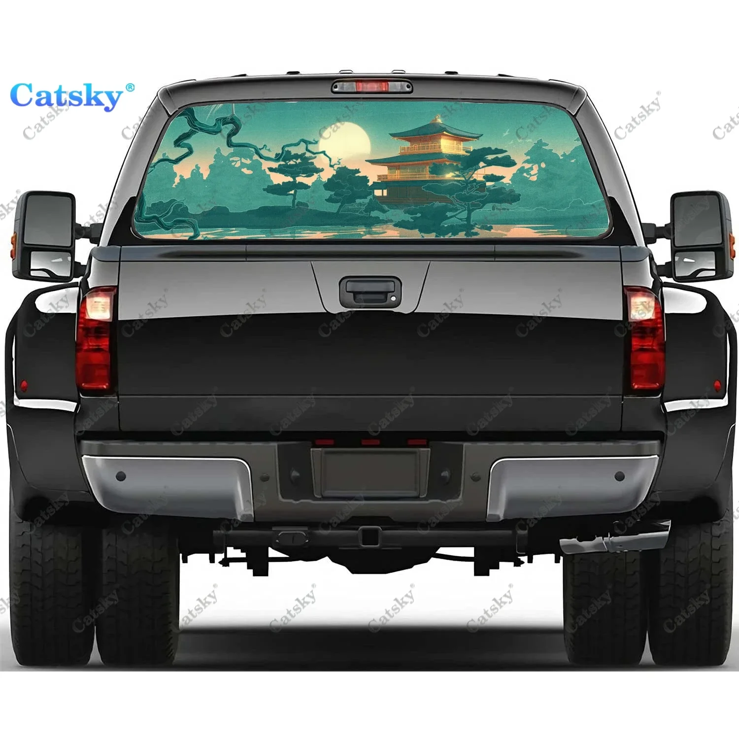 

Artistic Japanese Rear Window Decals for Trucks,Pickup Window Decal,Rear Window Tint Graphic Perforated Vinyl Truck Stickers
