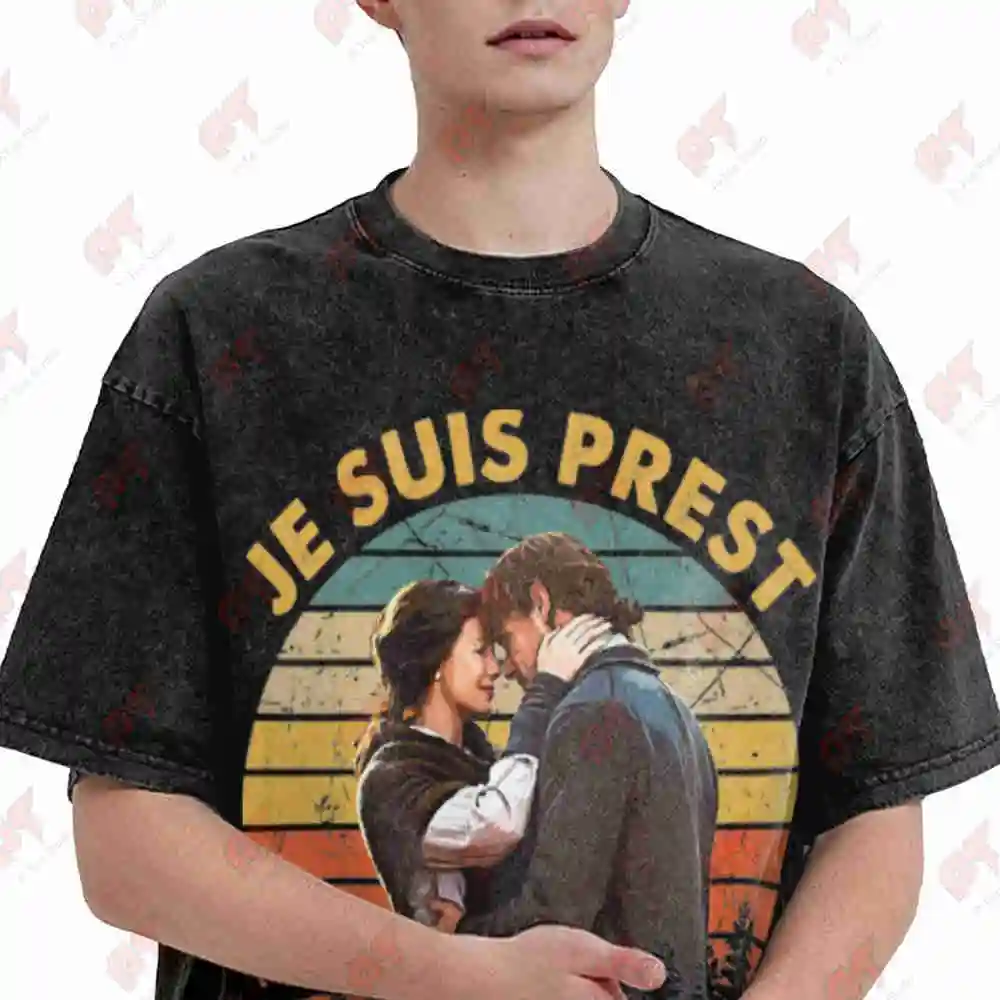 Je Suis Prest Outlander Vintage Fan Vintage Washed Tee Pure Cotton T-Shirt