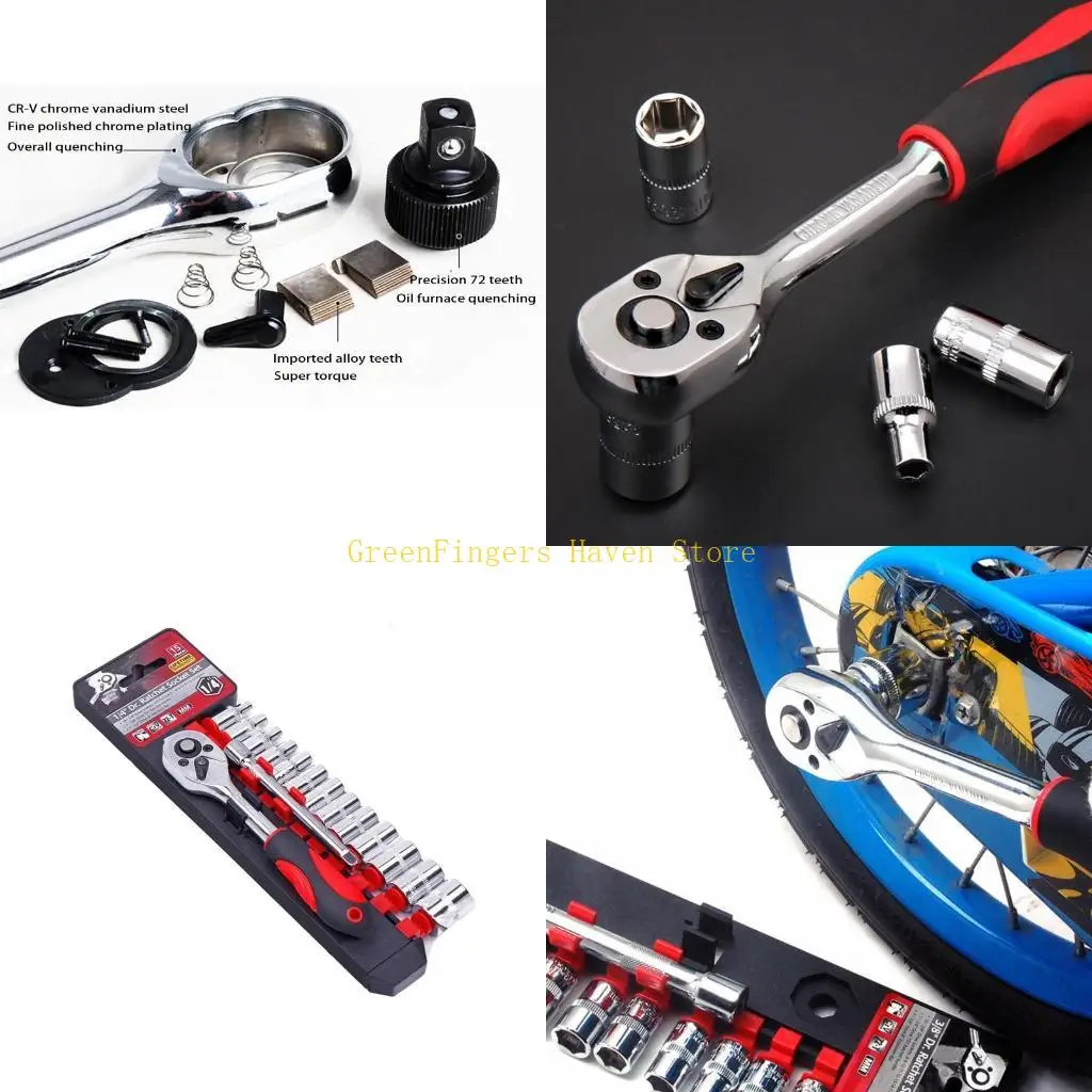 

F68D Набор ключей с храповым механизмом с 72 зубьями, ручкой с трещоткой и удлинителем, 13 торцевых головок