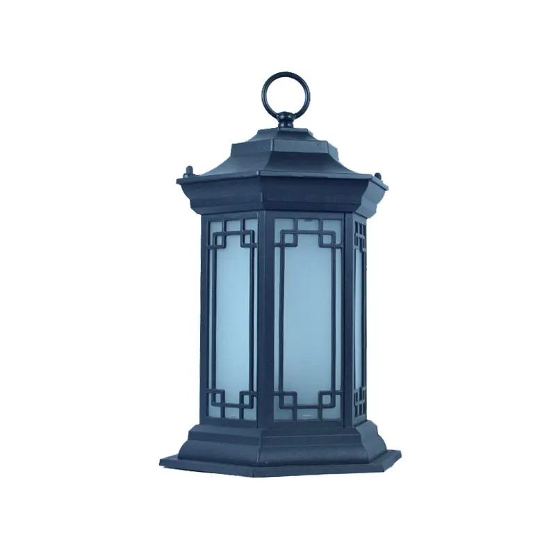 Tengwang Pavilion Gate Head Lamp, LED Solar Enclosure, Colonne, Chinois, Extérieur, Nouveau