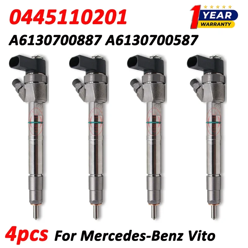 

4 шт. 0445110201 Дизельные форсунки A6130700887 для Mercedes-Benz Vito ML270 99-2003 / Sprinter 2000-06 OM611.980