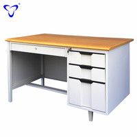 Office Desk Wood Top Steel Drawer Table With One Side 3 Drawers Cabinet Office Table For School Commercial Boss Computer Desk