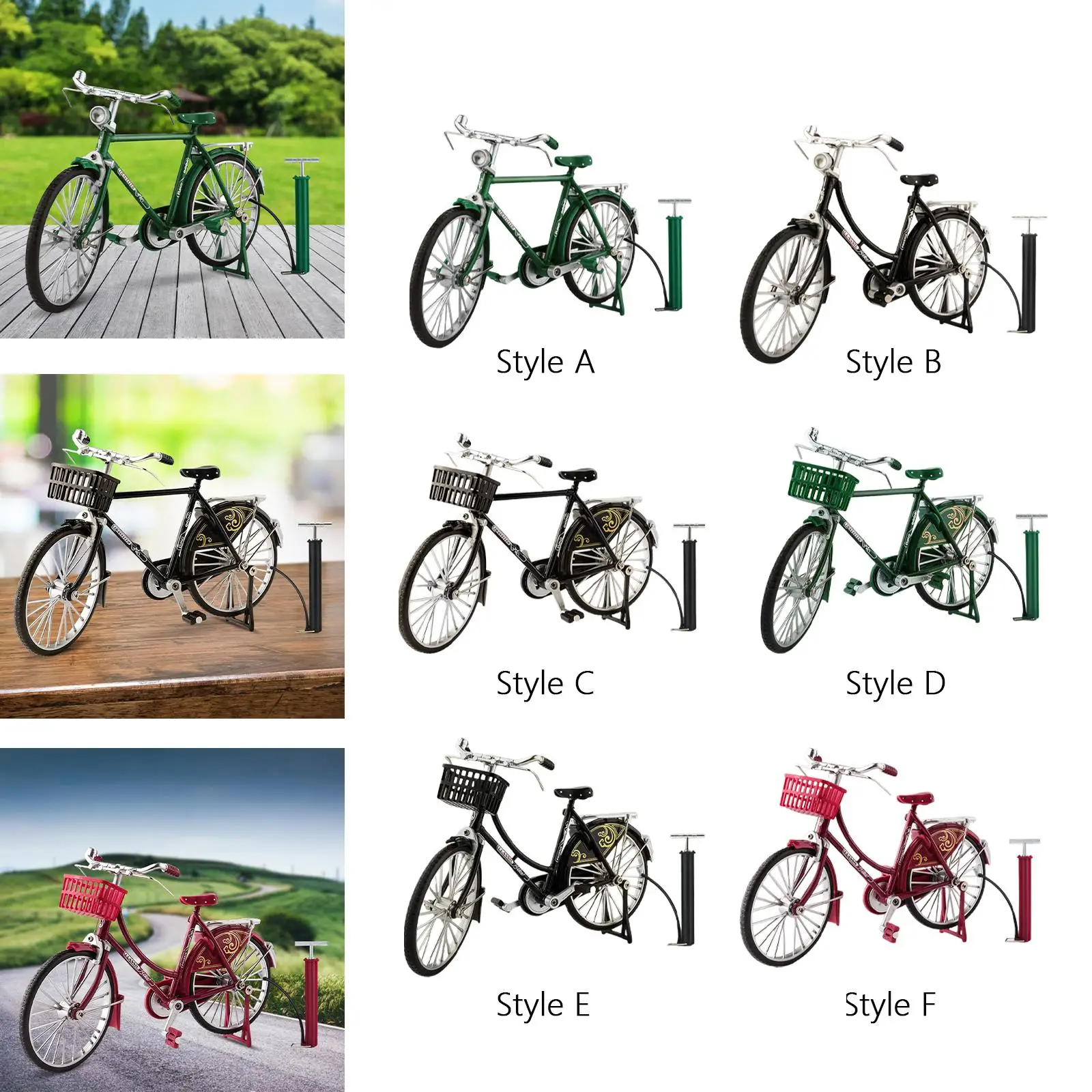 1:10 Bicycle Model Collectible Figurines Creative Diecast Mini Bicycle Vintage Bicycle Model Ornament Adults Decor Girls
