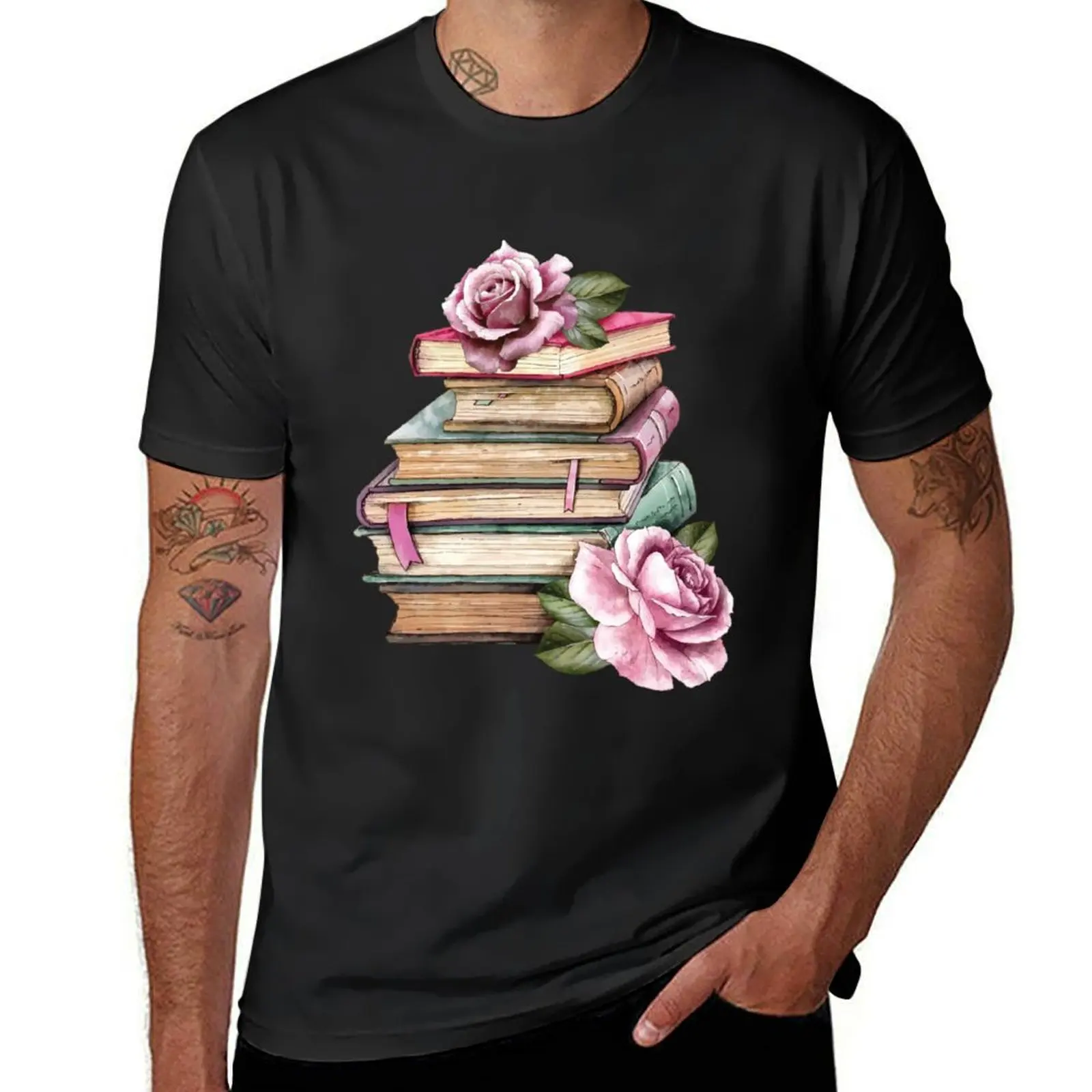 Flowers Growing From Book T-Shirt tops Short sleeve tee mens white t shirts