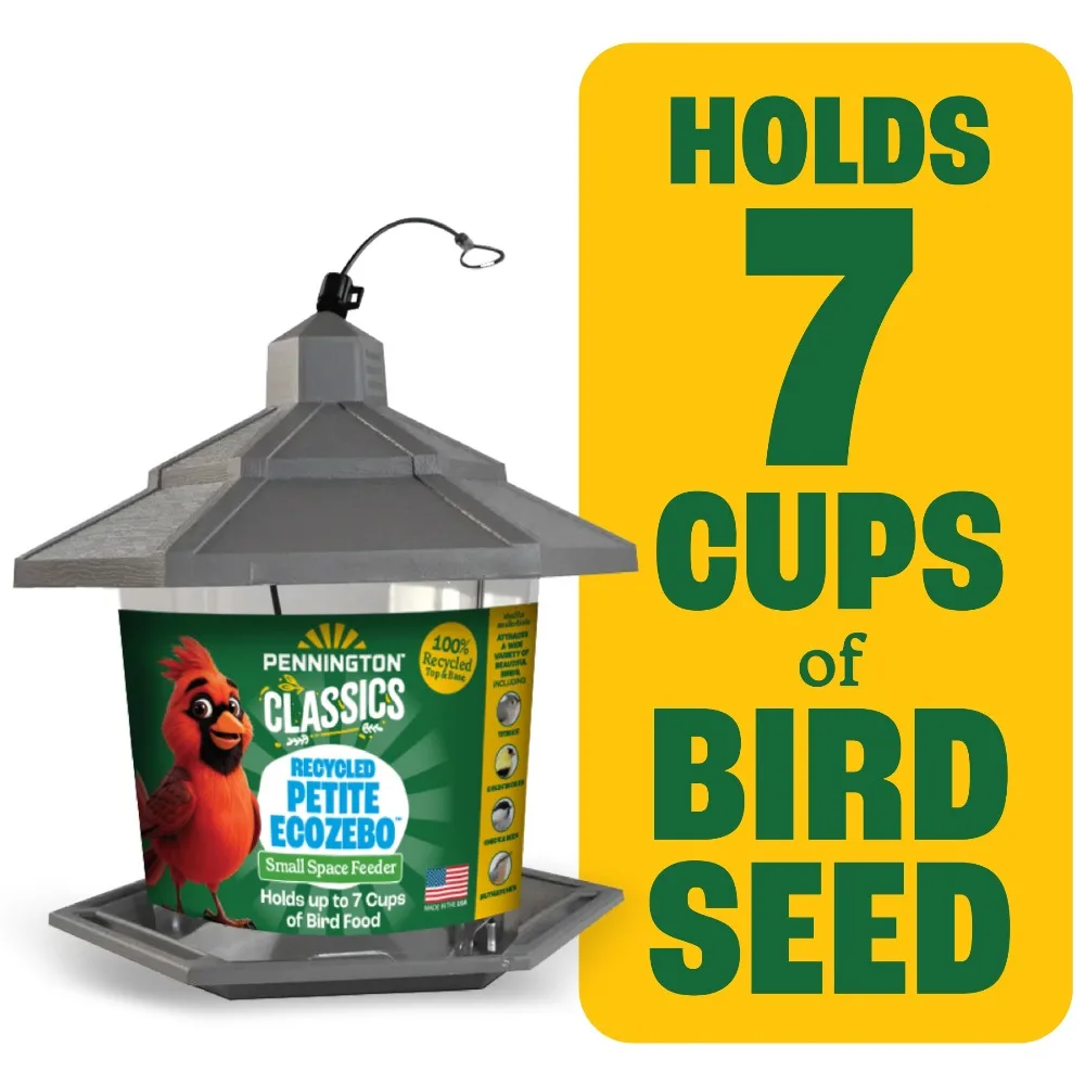 Earth Smart Wild Bird Feeder Hopper Style for Outdoor Garden 2.5 lb Seed Capacity Gray Plastic Hanging Birdfeeder with Drainage Holes