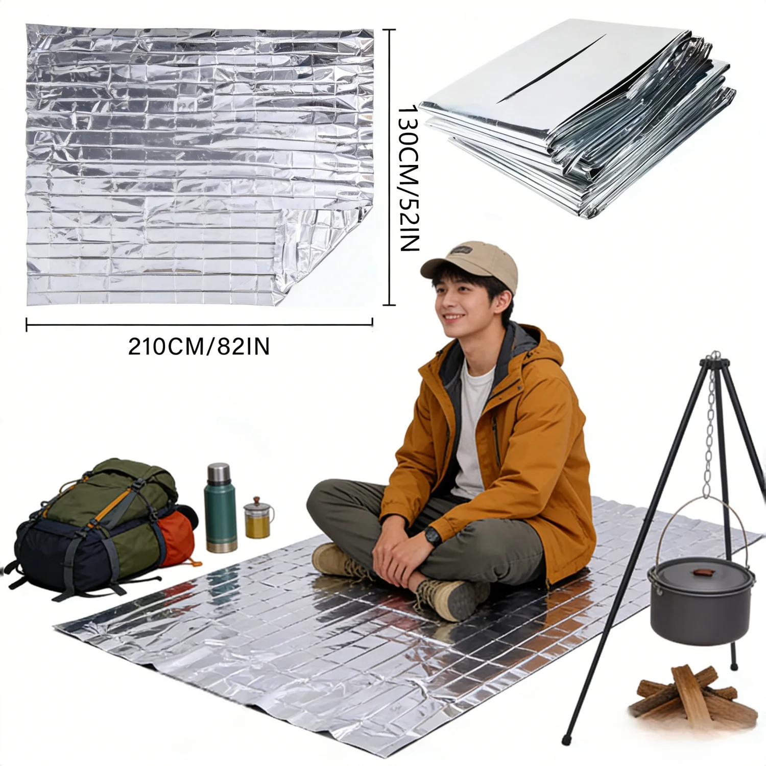 Portable Outdoor Insulation Blanket, Lightweight Thermal Blanket for Marathon Picnic Self-Driving Travel