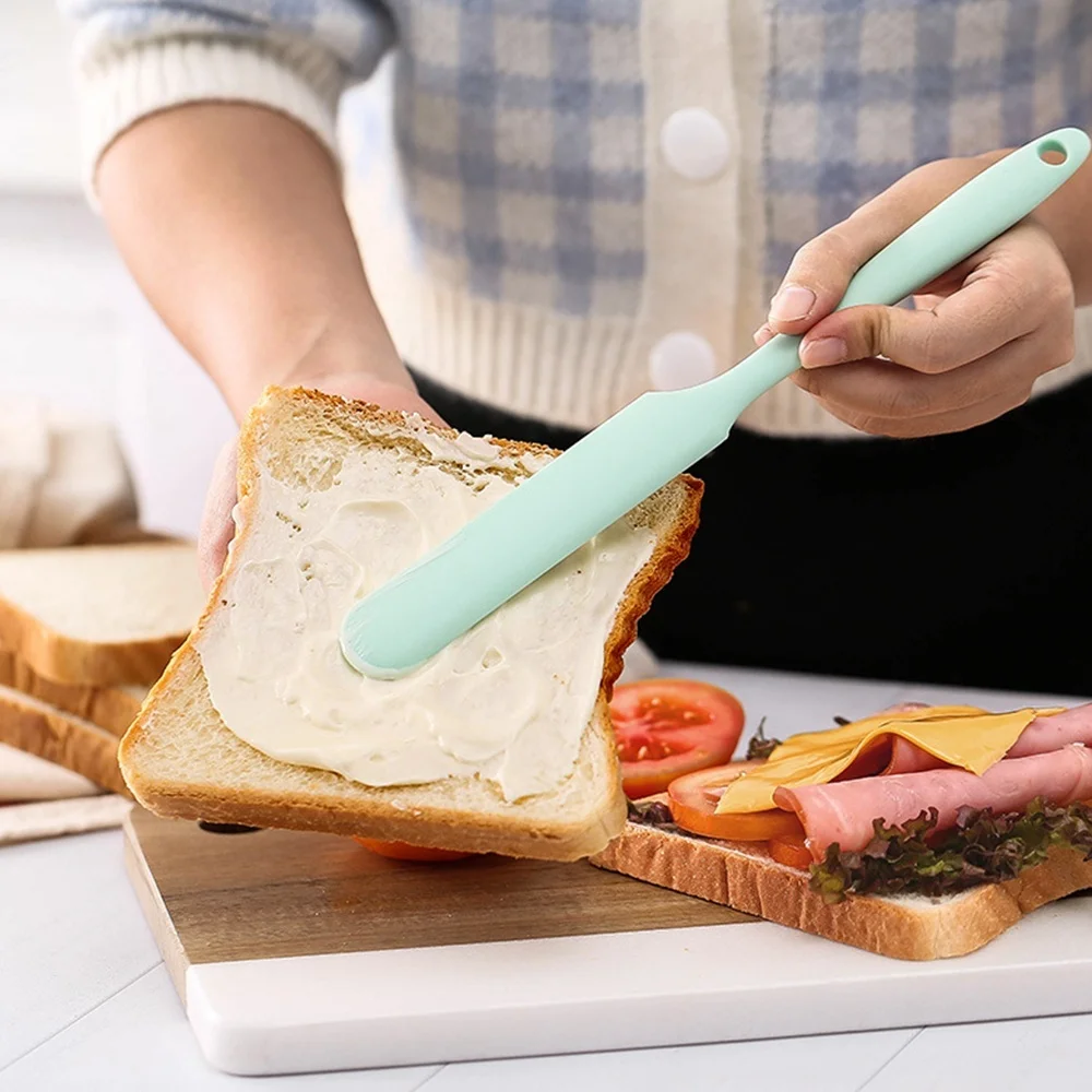 1/4pack Silicone Jar Spatula Long Handle Sourdough Scraper Butter Spatula Multi-functional Household Spare Blade Baking Tools