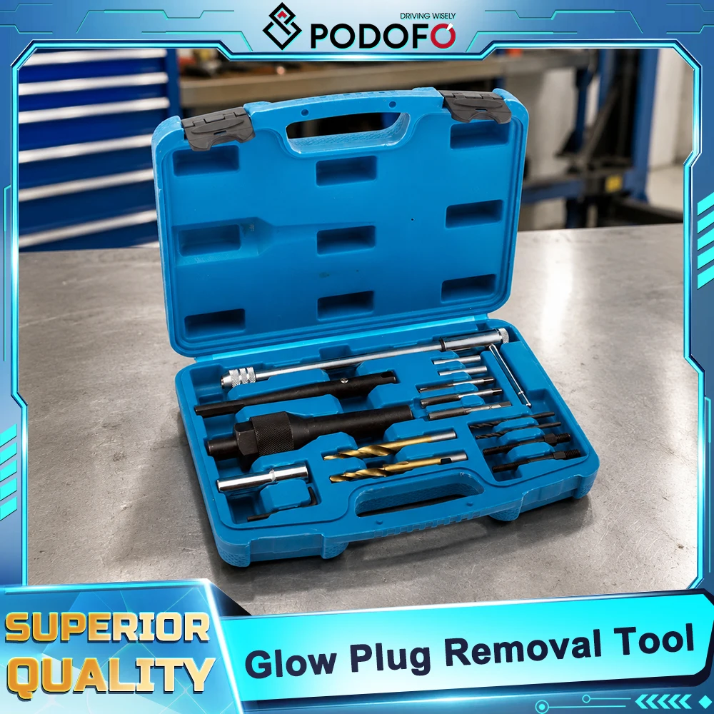 Podofo Set di 16 Pezzi per la Rimozione delle Candele a Incandescenza 8mm 10mm, Estrattore per Candele a Incandescenza Danneggiate, Kit di Riparazione per Testate Cilindri 0,3in 0,4in, Kit per la