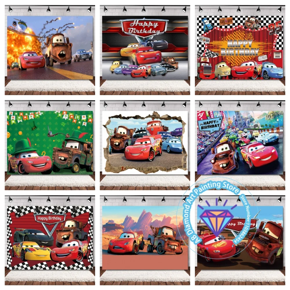 

Cars Lightning McQueen Cycle Racing Theme AB Diamond Drawing Kit Square Round Diamond 5D DIY Mosaic Handmade Art Gift Home Decor