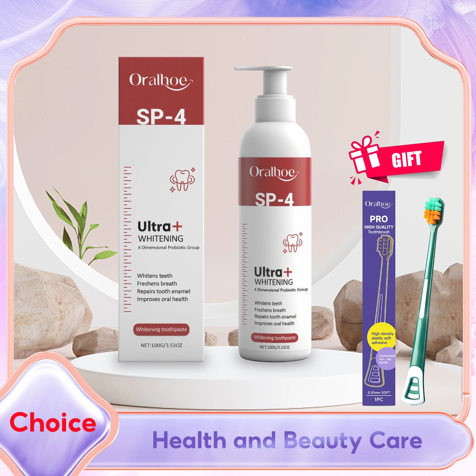 

Sp4 Whitening Toothpaste Probiotic Teeth Brightening Remove Surface Stain Fresh Mint Flavor Gum Health Hydroxyapatite Toothpaste