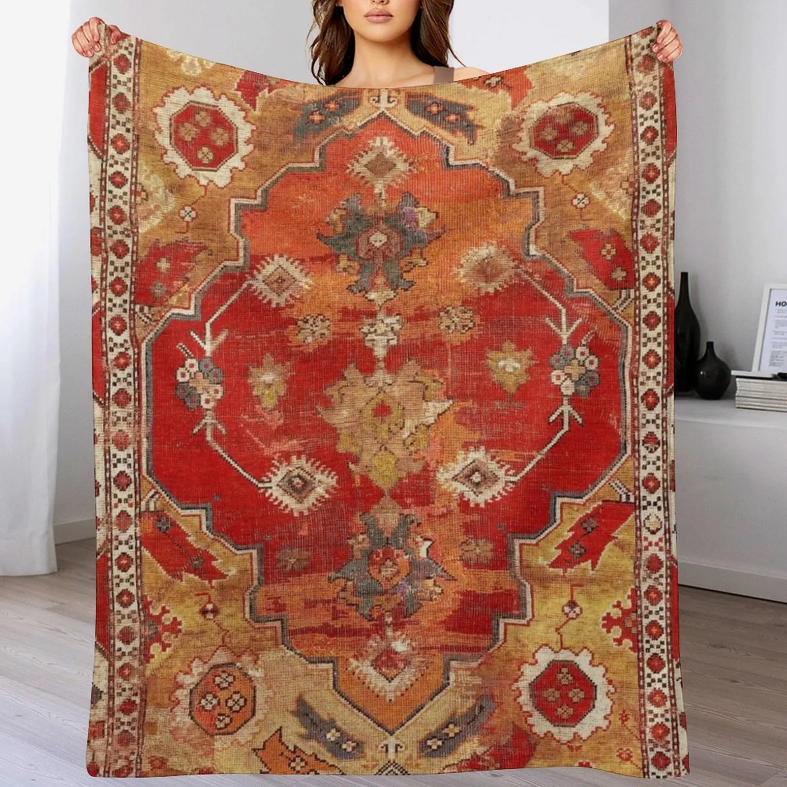 

Transylvanian West Anatolian Carpet Print Throw Blanket Baby Sleeping Bag Stuffeds Designers Blankets