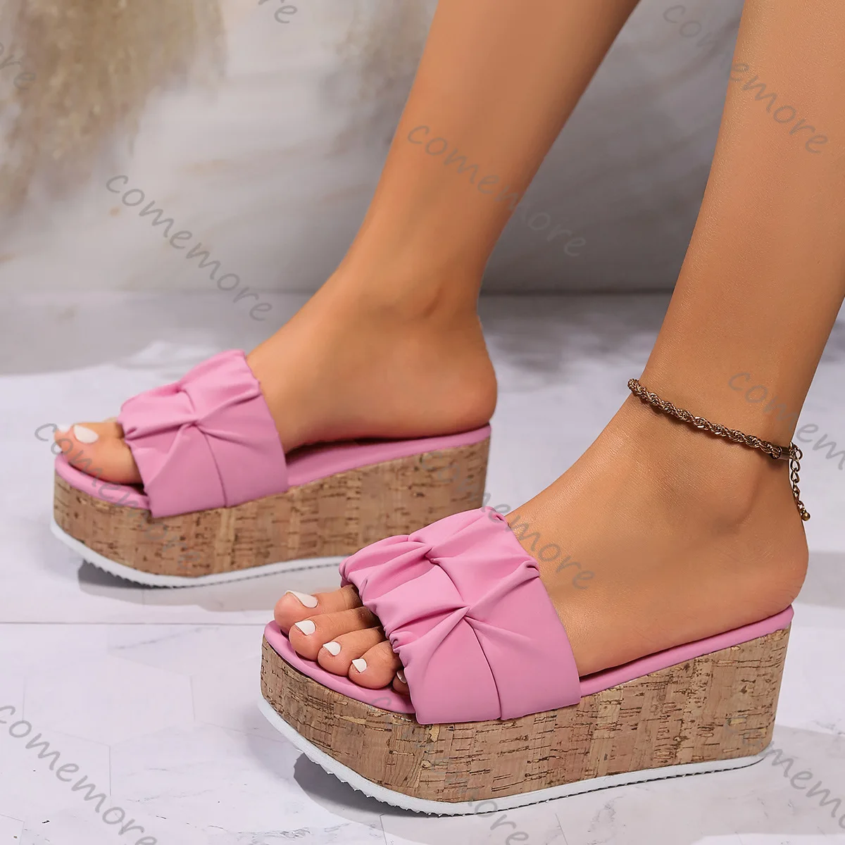 

Comemore легкие босоножки на высоком каблуке на толстой подошве, шлепанцы, женская модная универсальная верхняя одежда, пляжные шлепанцы для отдыха