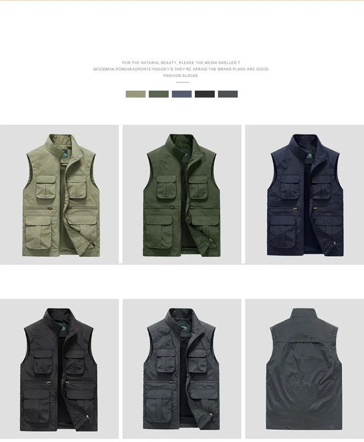 Summer Mens Tactical Fishing Vest Coat Plus Size Fisher Photographer Waistcoat Work Sleeveless Jacket Multi Pockets Vest M-8xl