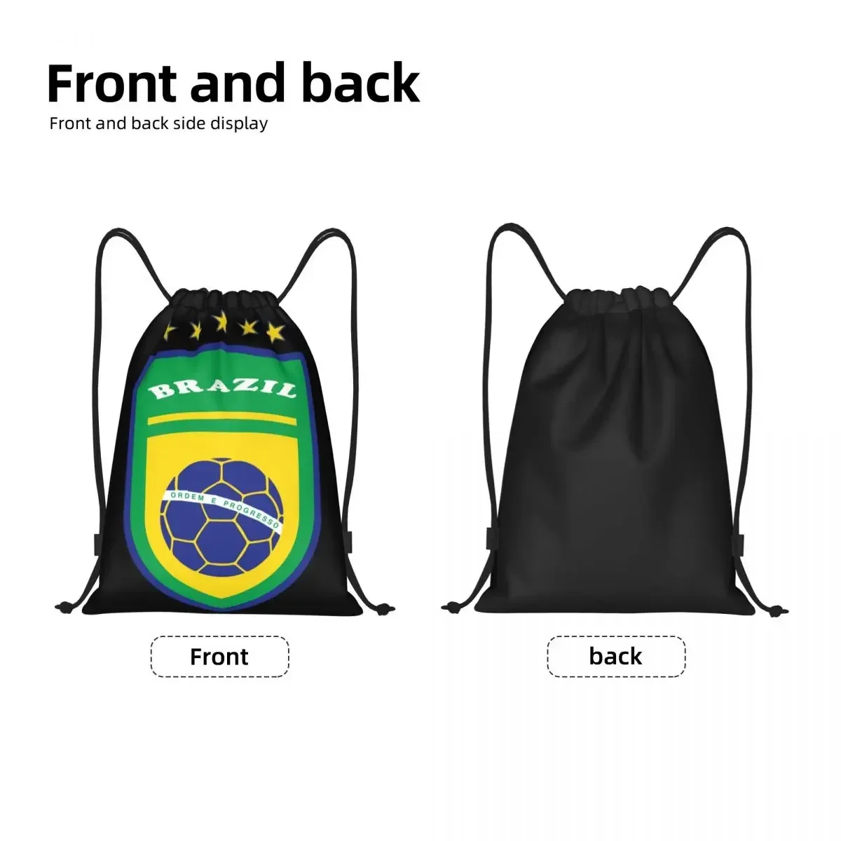 Flag Of Brazil Football Drawstring Backpack Women Men Sport Gym Sackpack Foldable Brazilian Proud Shopping Bag Sack