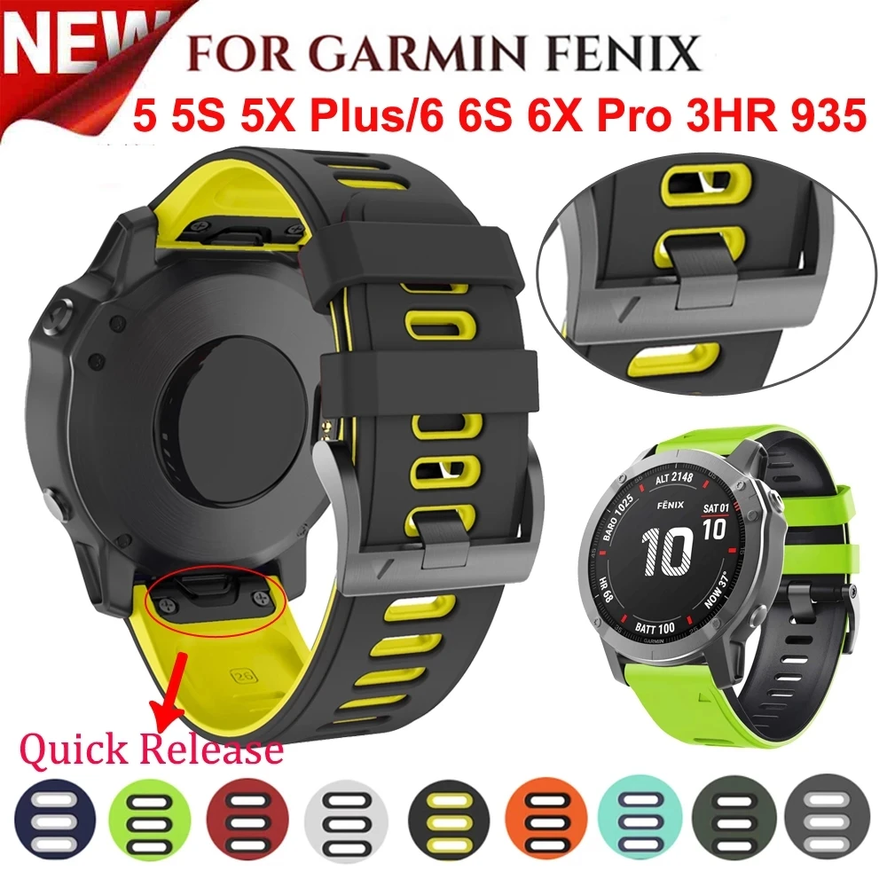 

26 22 MM Silicone Smart Watch Strap For Garmin Fenix 6X 6 6SPro 5X 5 Plus 7X 7 EPIX 955Wristband Quick Easyfit Bracelet Correa