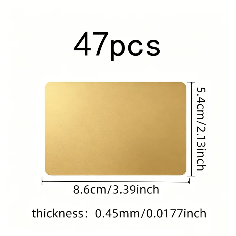 47 pcs 45mm Metal Business Card Blanks, 0.45mm Thin Lightweight, Metal ID Tags Gift Name Cards, Aluminum Smooth Surface