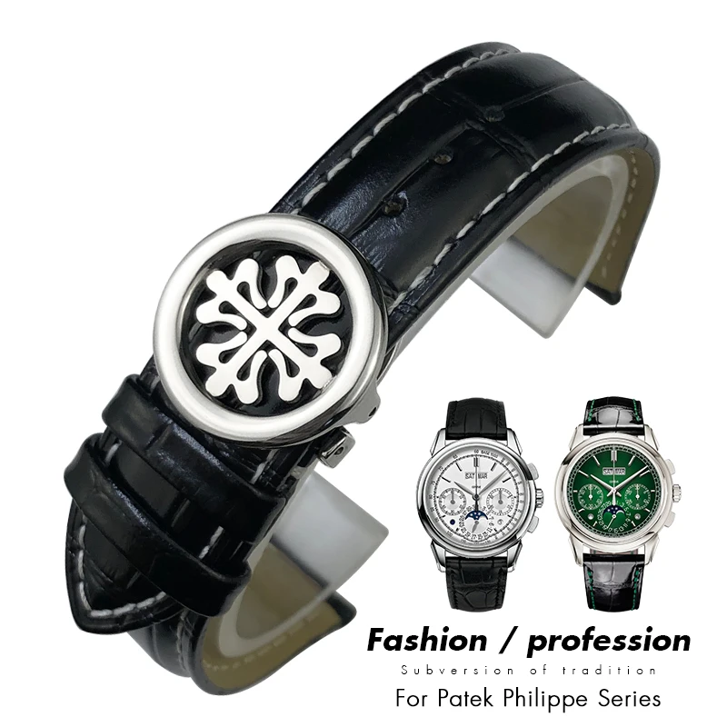 

Genuine Leather Watchband for Patek PP Philippe 5227 5167 Black Blue Green Crocodile Pattern Watch Strap Bracelets Women Men