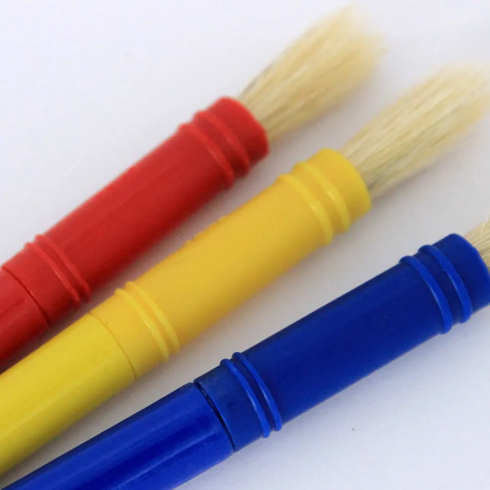 

5 Pcs Paint Brush Set Child Colorful Brushes Bamboo Chubby Paintbrushes Flat Painting