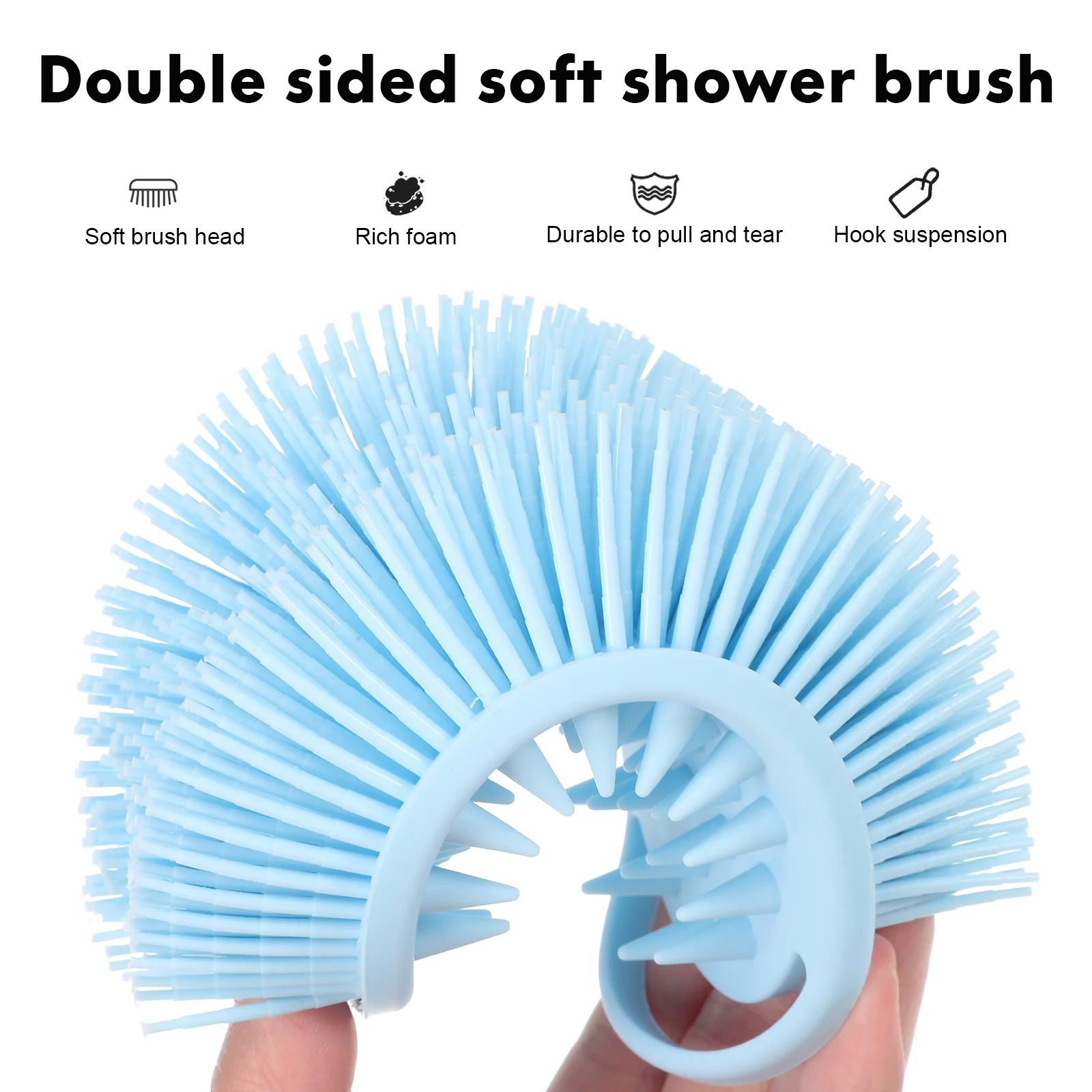

2 Pcs Silicone Body Scrubber Bath Brush for Shower Blue Elliptical Square Shape Lanyard Design Long Saving