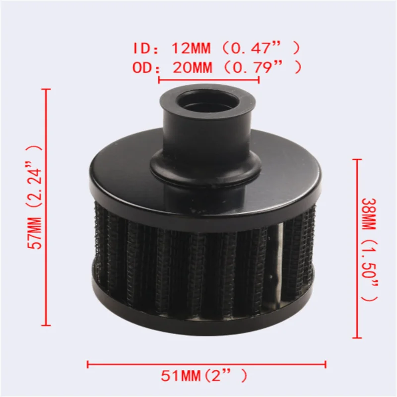 Universal Car Air Filter 12mm 25mm for Motorcycle Cold Air Intake High Flow Crankcase Vent Cover Mini Breather Filters