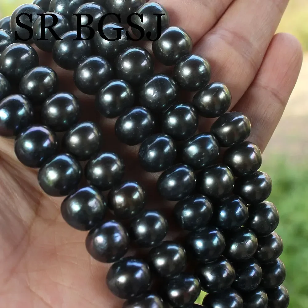 12-13mm 15inch Peacock Black Rondelle Natural Freshwater Pearl High Quality Jewelry DIY Pearls Beads