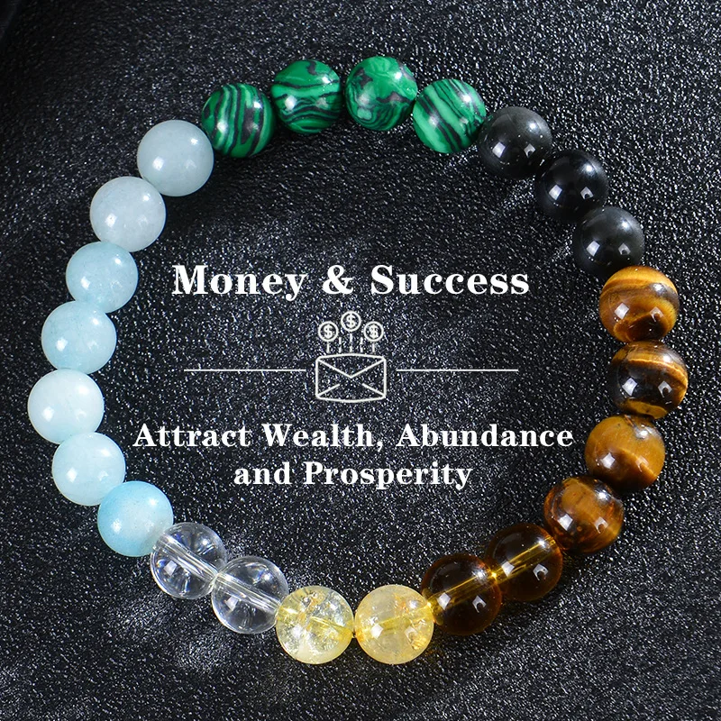 Money Success Bracelet Women Men Gemstone Natural Stone Tiger Eyes Aventurine Vintage Jewellery Braclets Fashion Boyfriend Gift