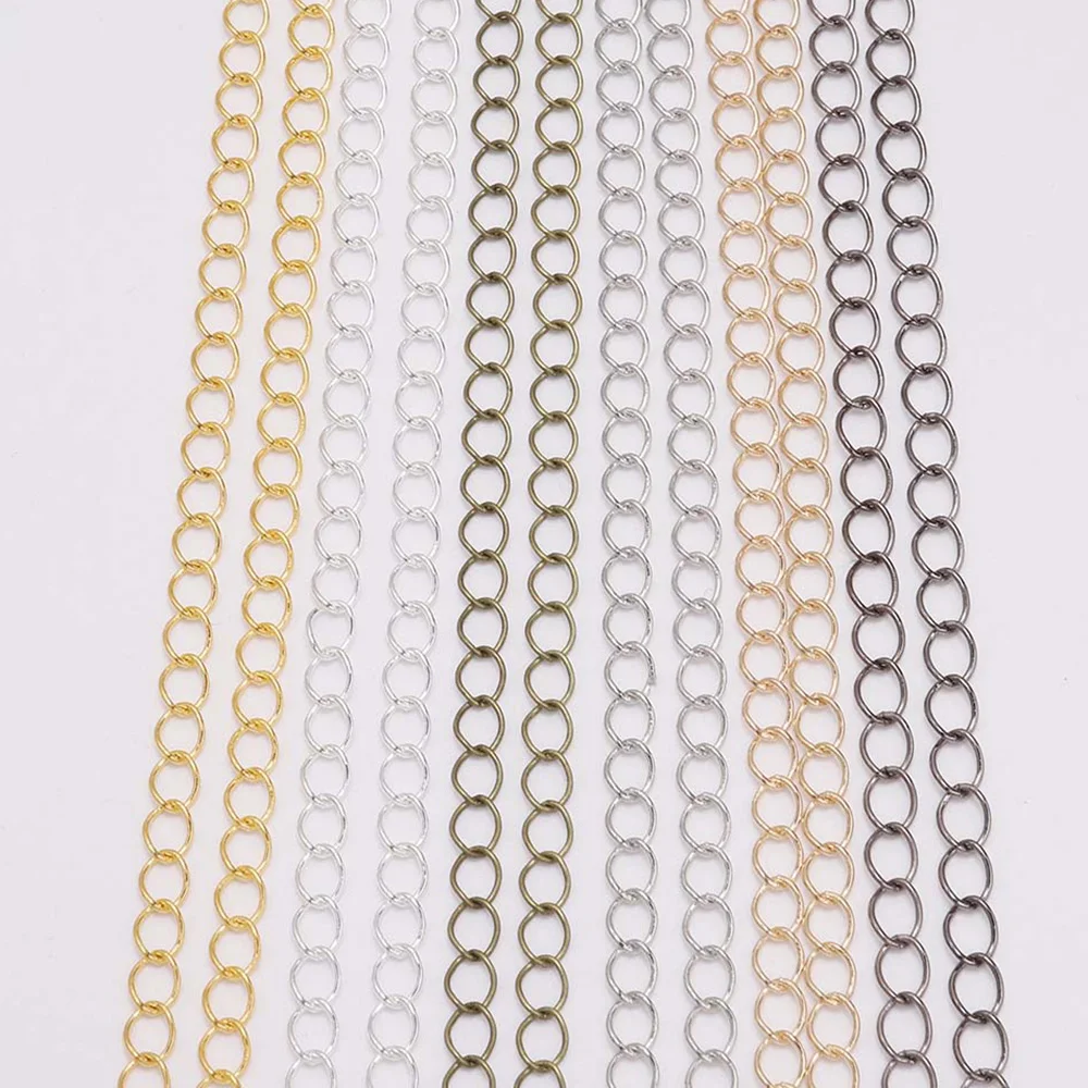 5/10m/lot Necklace Extender Curb Chains Long Open Link Ring Extended&Extension Tails Chain For DIY Jewelry Making Accessories