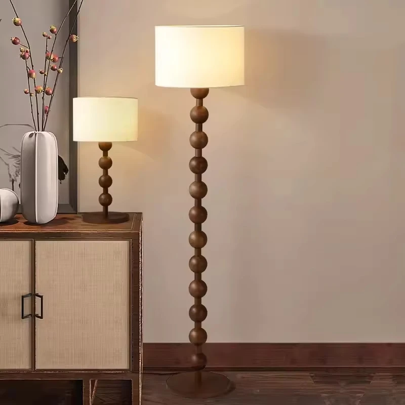 Medieval Solid Wood Living Room Floor Lamp Wabi Sabi Style Retro Sofa Edge HighEnd American Decorative Atmosphere Lamp Desk Lamp