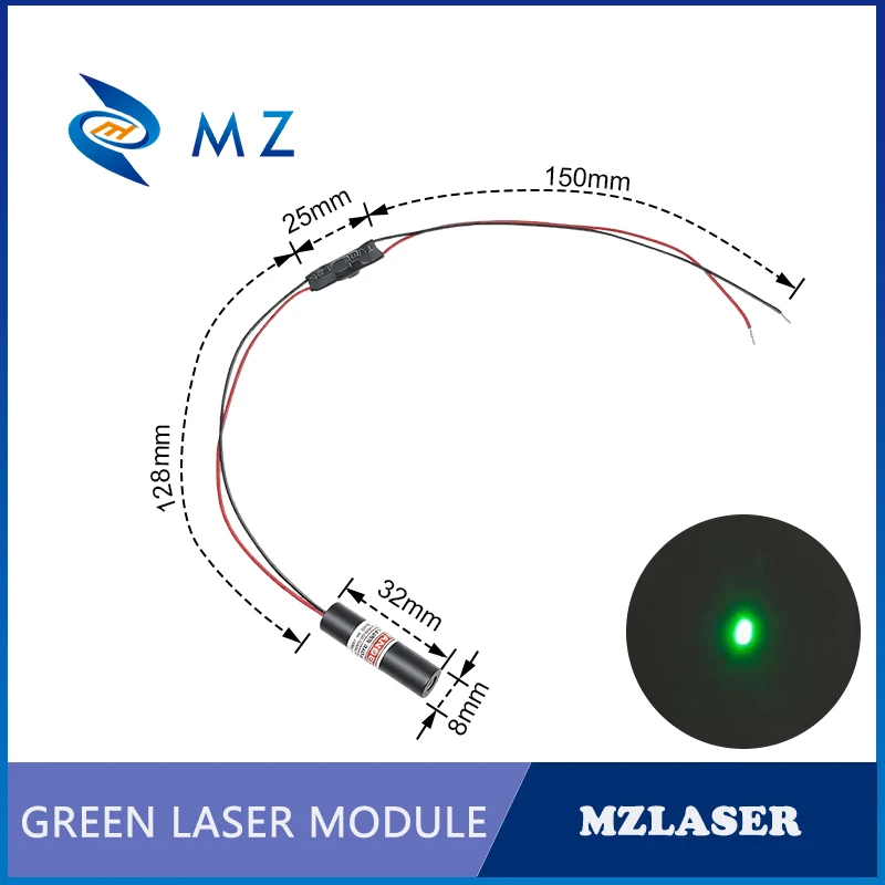 Economical Compact Green Dot Laser Diode Module 520nm D8mm 5mW 10mW 3V 5V 12V 24V Industrial Grade for Woodworking Machinery view 3
