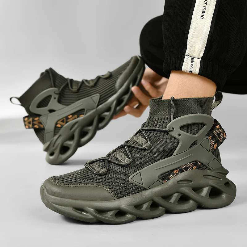 

Mens Running Shoes Big Size Soft Sole Cushioning Comfortable Walking Outdoor Casual Gym Jogging Shoes Mesh High-top Sneakers Man