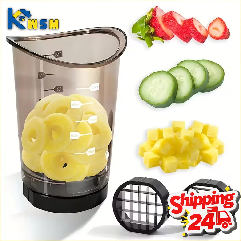 Erdbeerschneider, Küchenwerkzeug, multifunktionaler Obst- und Gemüseschneider mit abnehmbaren Klingen für Beeren, Pilze, Bananen