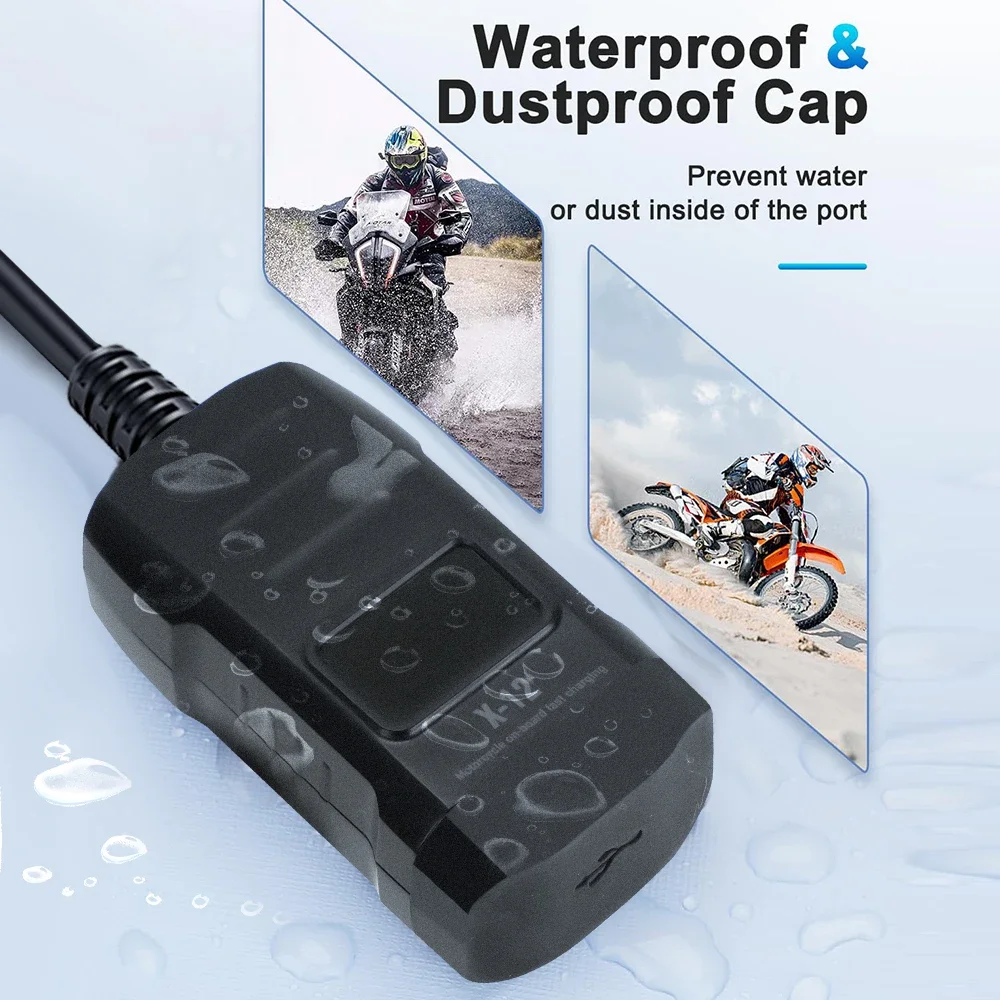 New Motorcycle Dual USB Fast Charger Waterproof Type C Port Socket Connector With Cell Mobile Voltmeter Digital Charge 3.0 image 4