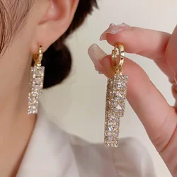 Transparent Square Crystal Pendant Hanging Earring for Women Bohemia Trendy Geometric Drop Dangle Earrings Wedding Jewelry