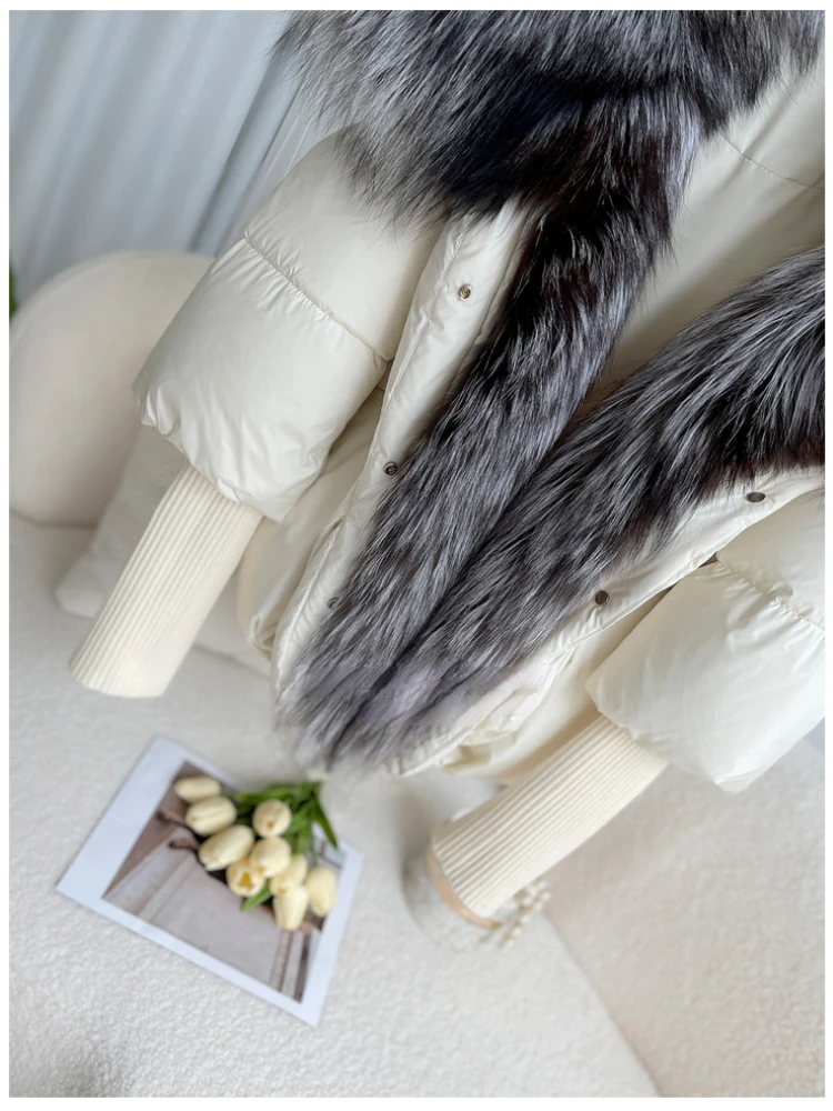 2026 New Autumn 90 Winter Goose Down Jacket Warm Women Coat Oversized Real Fox Fur Collar Thick Luxury Fashion Outerwear