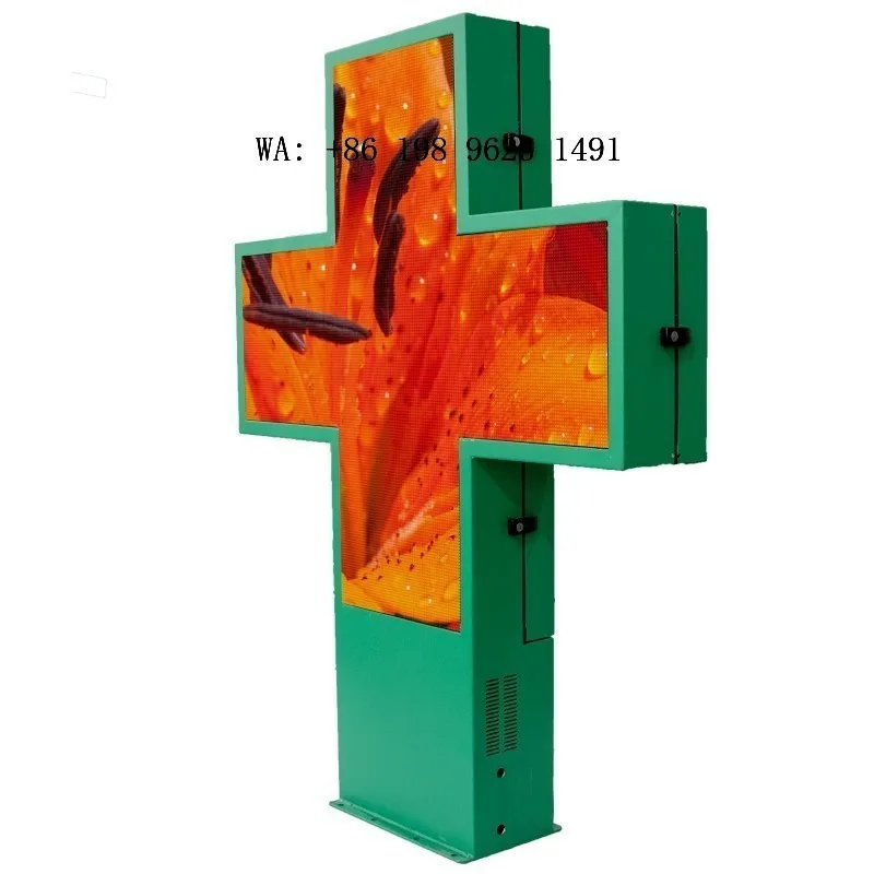 P5-P10 Outdoor Dual Sided Cross LED Display 4G WIFI Programmable Panel for Pharmacy Shop Commercial Advertising Billboard