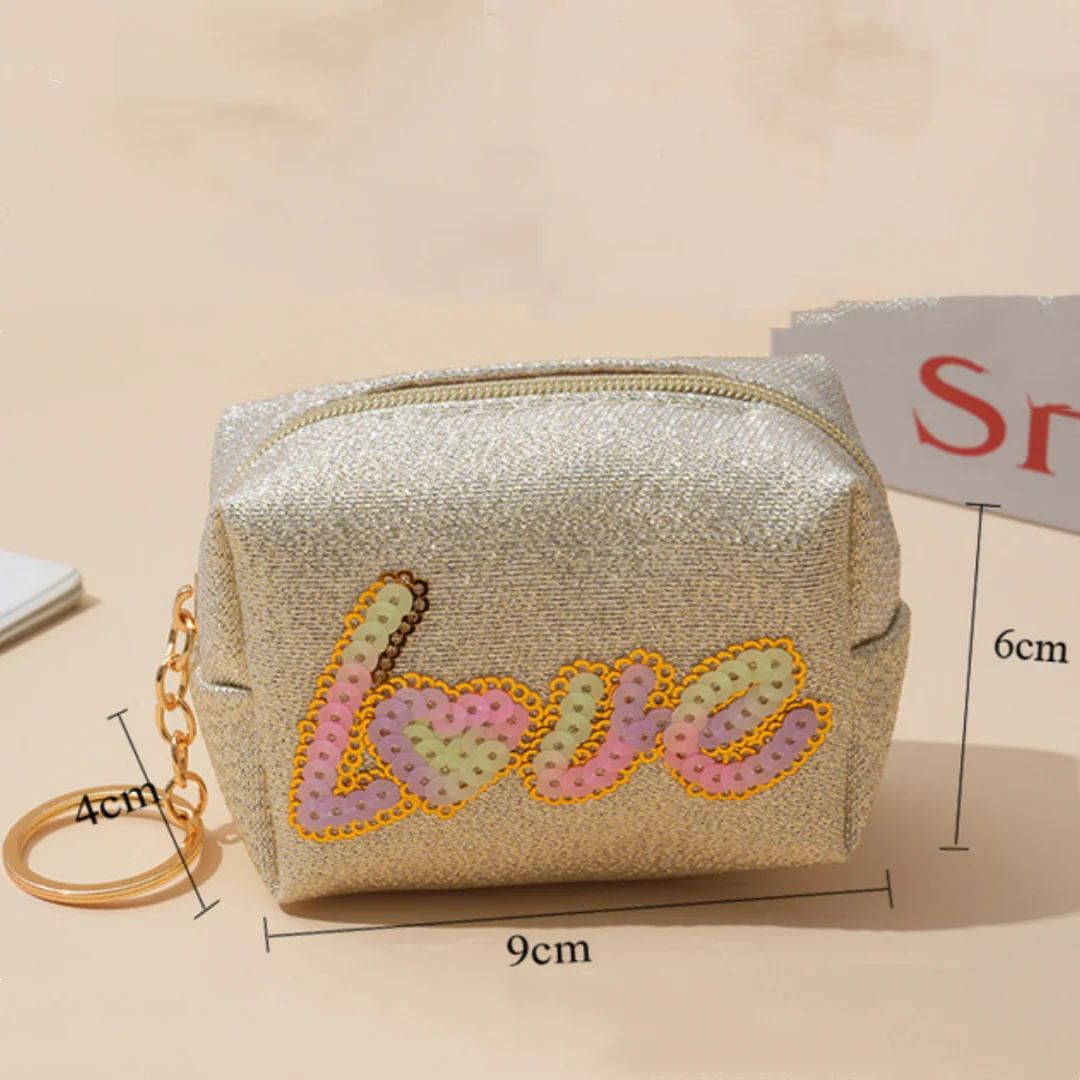 Mini Bag Portable Keychain Bag Headphone Case Sequin Small Wallet For Girls Women Party