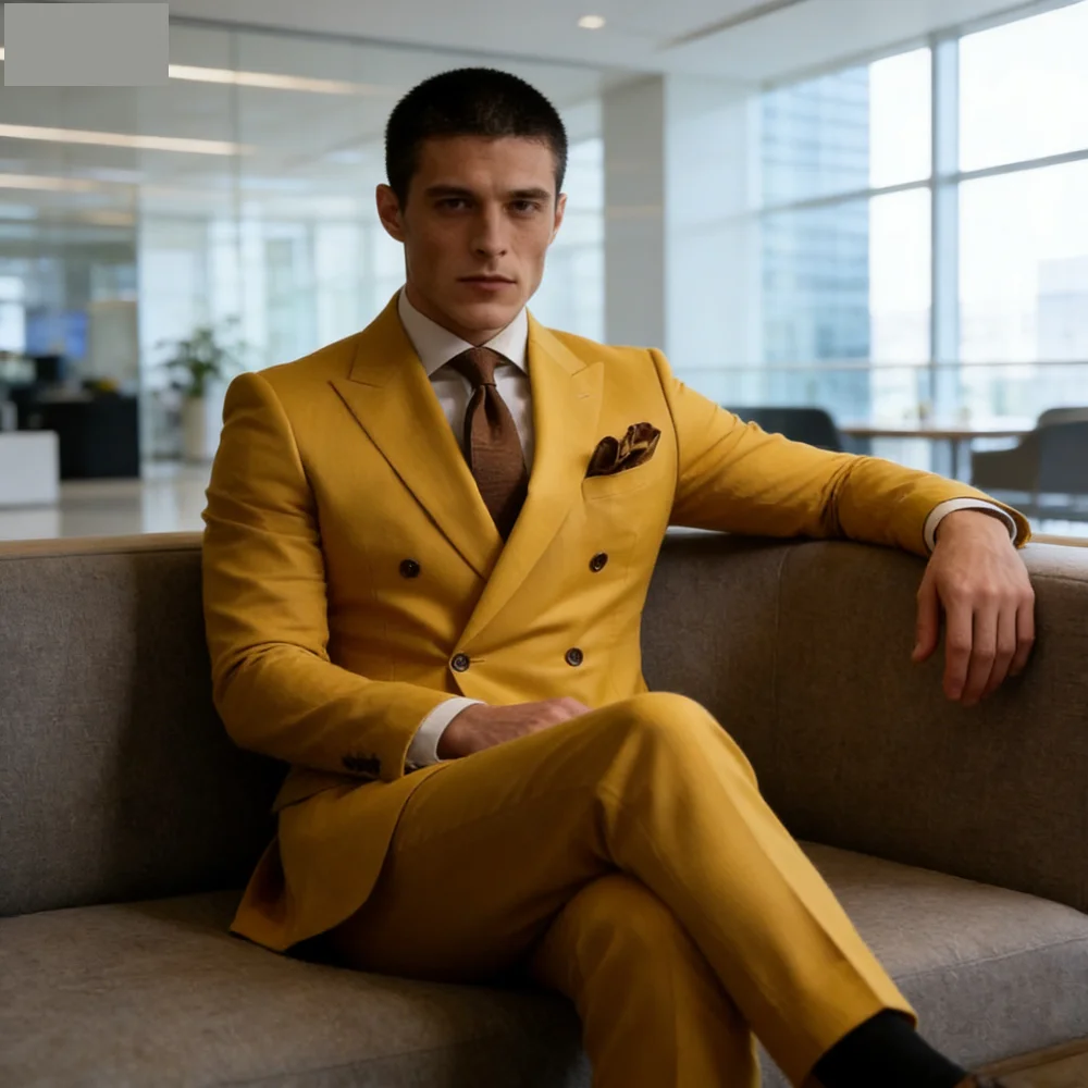 

Men's Wedding Tuxedo Suit Formal Sparkling Orange Burnt 2-Piece Suit with Metal Button Trabajo Daily Wear