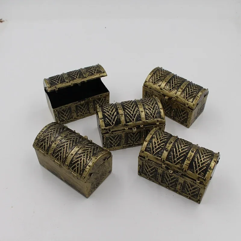 Mini Treasure Chest Plastic Box Fake Gold Coins Jewelry Box For Kids Game Props Pirate Party Decorations