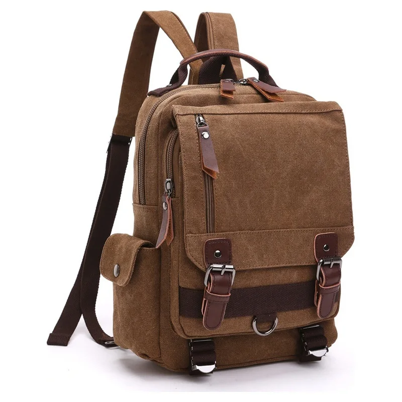 Unisex Canvas Backpack Convertible Shoulder Crossbody Bag Outdoor Travel Casual Commuter Daypack