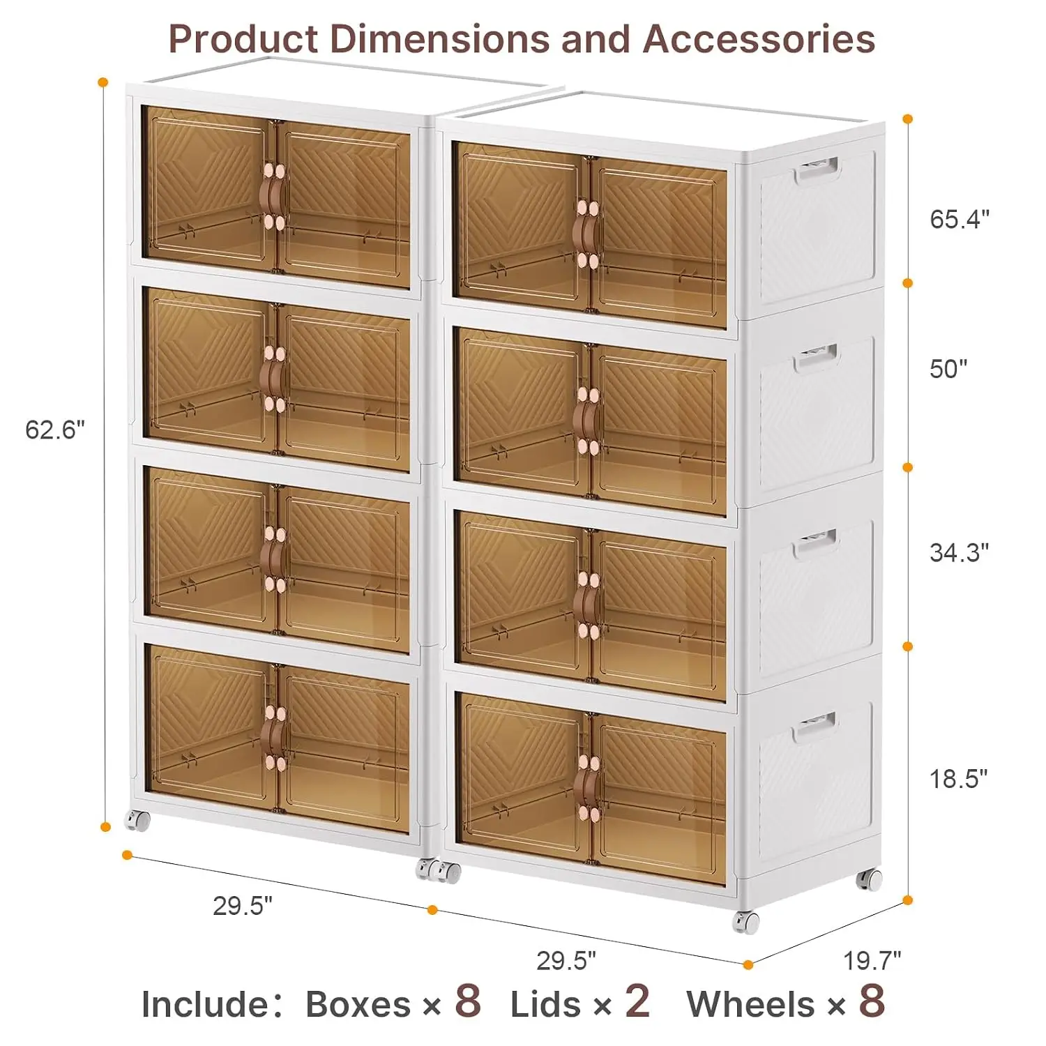 Stackable Storage Bins 1440QT Collapsible Drawers with 2 Lids, Customized