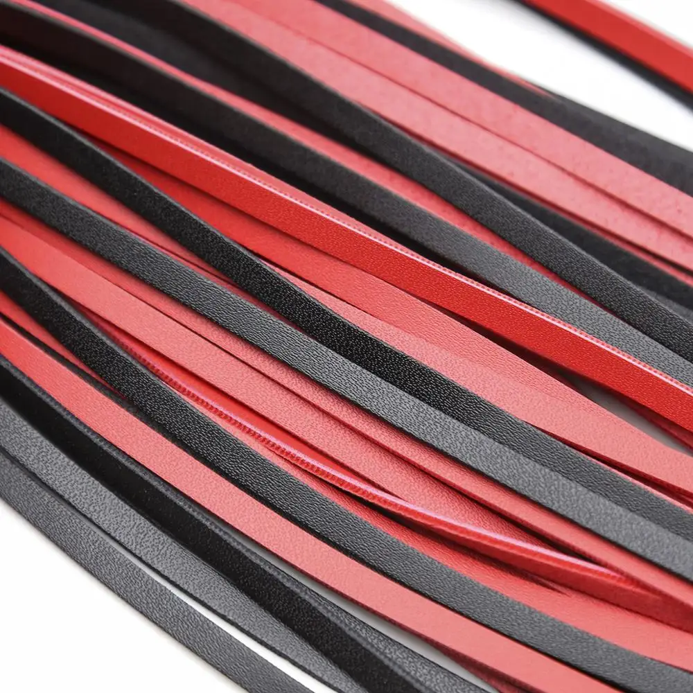 Fetish Black&Red PU Leather Whip Flogger Handle Spanking Paddle Knout Flirt BDSM Adult Game Erotic Sex Toys for Women Couples