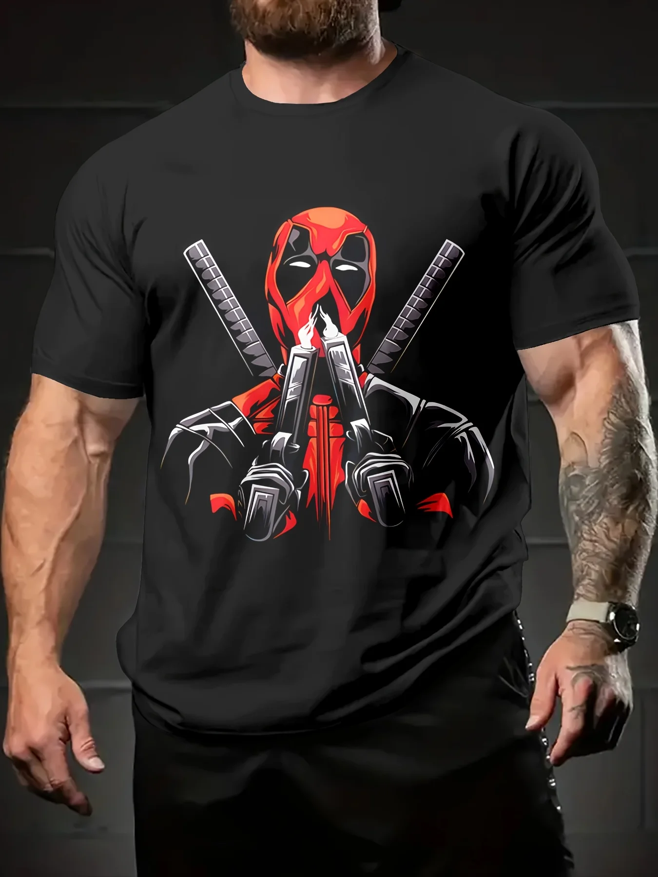 

Футболка с рисунком Marvel Deadpool Футболка с изображением супергероя в стиле аниме